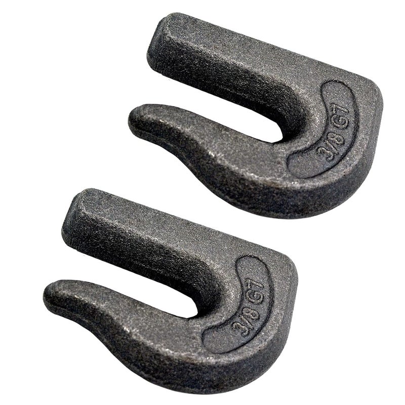 XHMAXE 4Pcs 3/8'' Weld-On Grab Chain Hooks, Grade 70 Clevis Grab Chain Hooks, Heavy Duty Forged Grade Tow Hook Weldable for Trailer Truck, Rigging, Car, SUV, RV, UTV, Tractors Loader Bucket-6600 LBS - Image 3